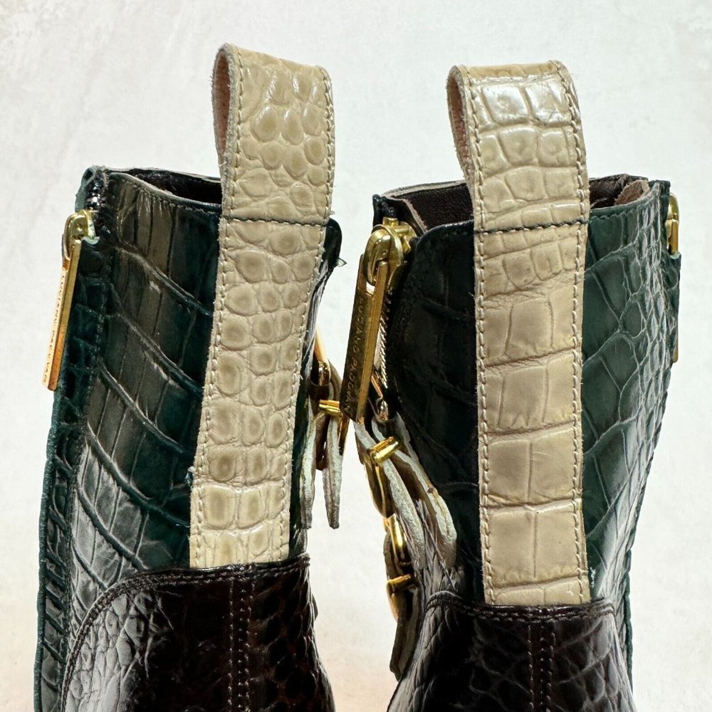 Luciano Padovan Womens Boots High Heel Shoes Red & Green Crocodile Italy Size 36 - Picture 14 of 16